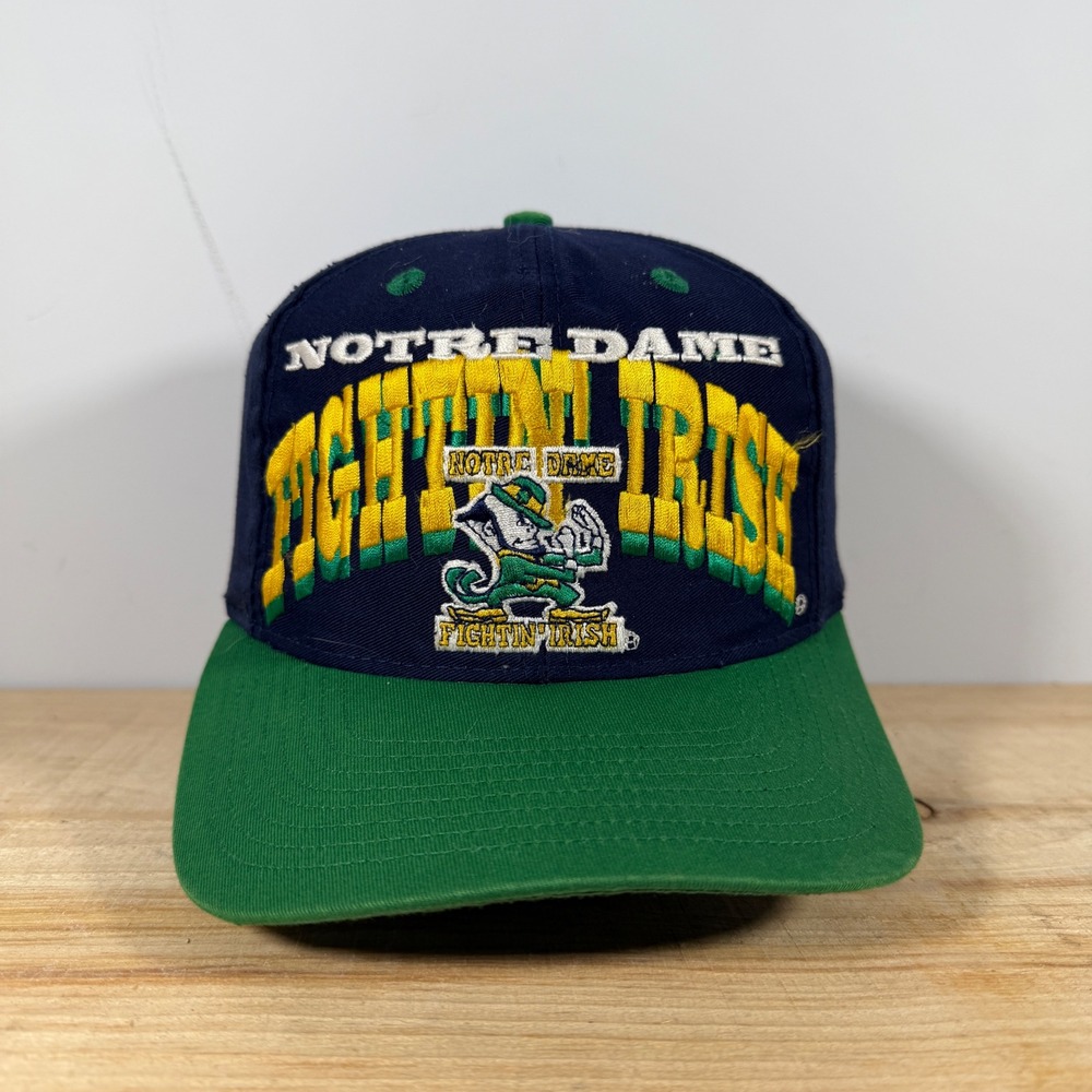 Notre Dame Snapback Hat Mens OSFA Navy Blue Fighting Irish Vintage 90s Logo 7